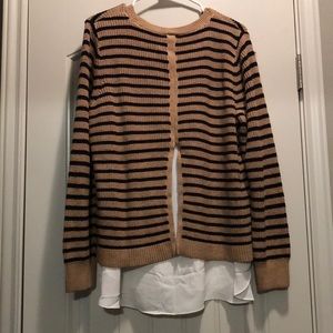 LOFT Sweaters - LOFT black and camel stripe mixed media sweater LOFT Sweaters - LOFT black and camel stripe mixed media sweater